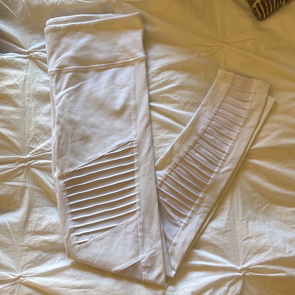ALO yoga white high waist moto leggings